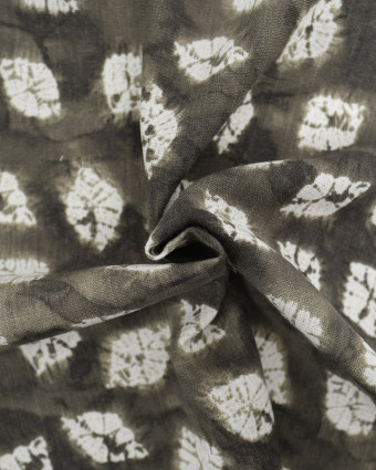 Rayonne Stretch Kaki Tie And Dye Motif Losange - Mercerine