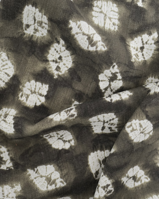 Rayonne Stretch Kaki Tie And Dye Motif Losange - Mercerine