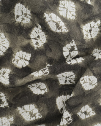 Rayonne Stretch Kaki Tie And Dye Motif Losange - Mercerine