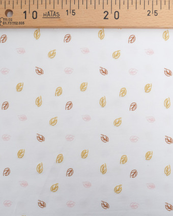 Jersey de Coton Ecru Motif Petites Feuilles Pailletées - Mercerine