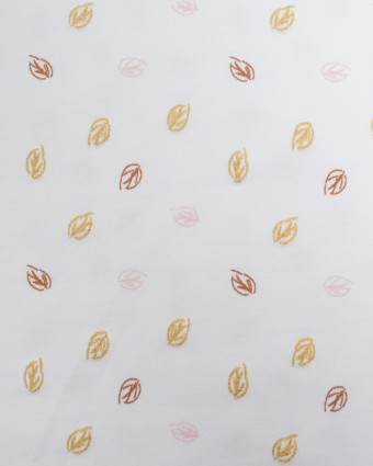 Jersey de Coton Ecru Motif Petites Feuilles Pailletées - Mercerine