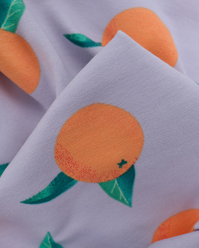Tissu French Terry Lilas Motif Clémentine - Oeko-Tex - Mercerine