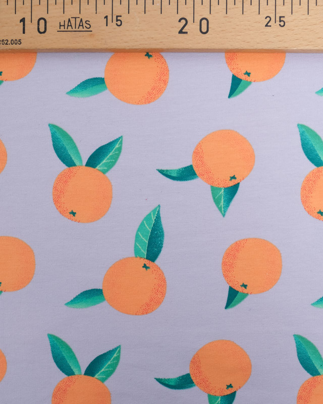 Tissu French Terry Lilas Motif Clémentine - Oeko-Tex - Mercerine