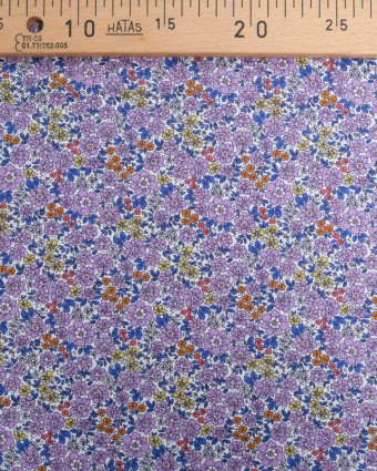 Popeline de Coton Légère Fleurie Mauve - Oeko-Tex - Mercerine