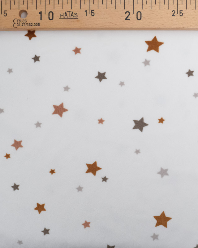 Tissu Doudou Léger Stretch Ecru Motif Etoile - Mercerine