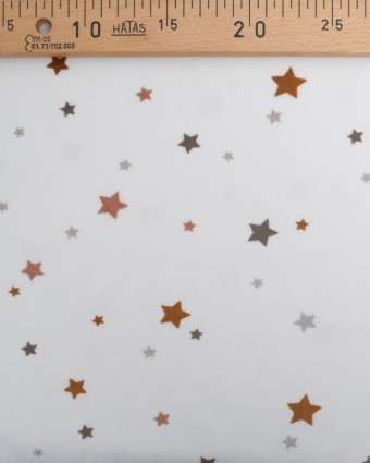 Tissu Doudou Léger Stretch Ecru Motif Etoile - Mercerine