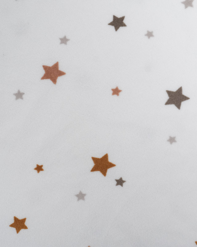 Tissu Doudou Léger Stretch Ecru Motif Etoile - Mercerine