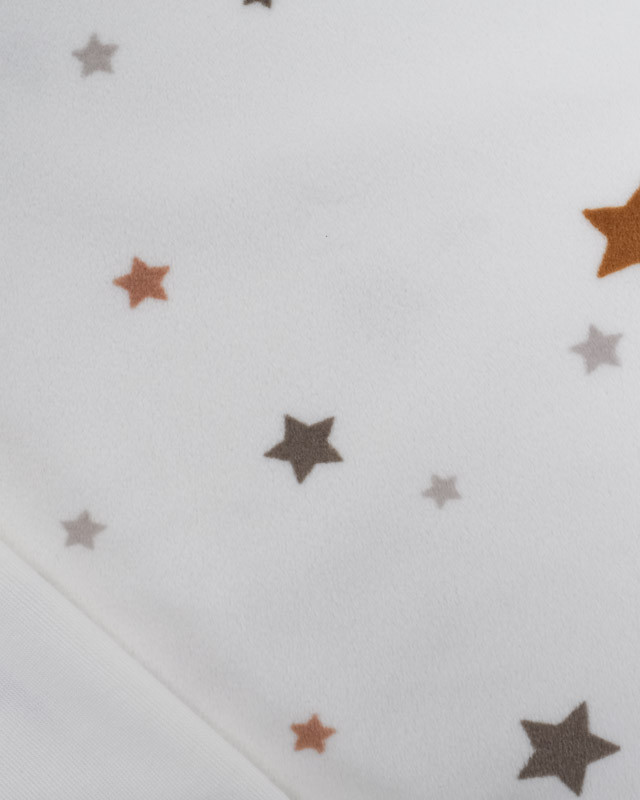 Tissu Doudou Léger Stretch Ecru Motif Etoile - Mercerine