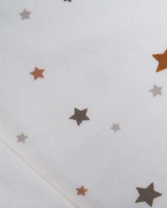 Tissu Doudou Léger Stretch Ecru Motif Etoile - Mercerine