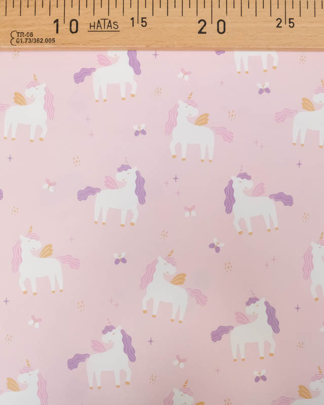 Tissu Imperméable Rose Motif Licorne - Mercerine