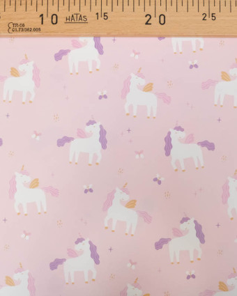 Tissu Imperméable Rose Motif Licorne - Mercerine