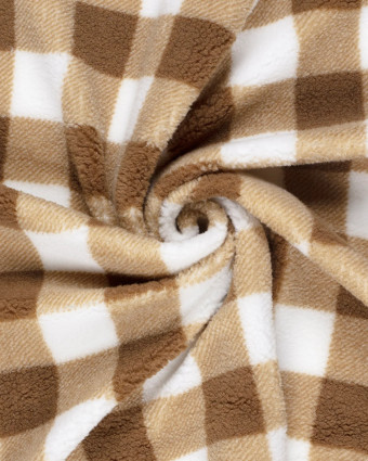 Tissu Sherpa Mouton à Carreaux Marron - Mercerine