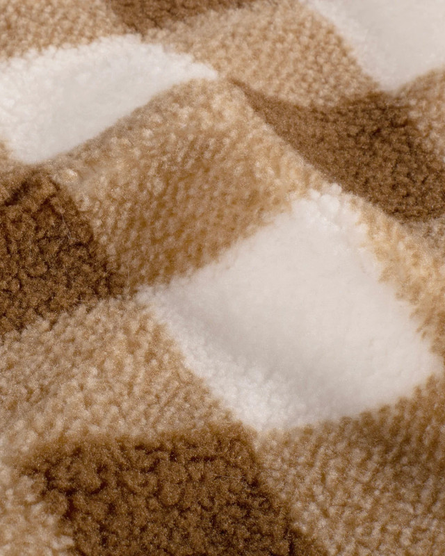 Tissu Sherpa Mouton à Carreaux Marron - Mercerine