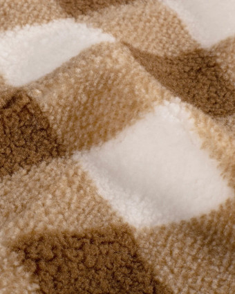 Tissu Sherpa Mouton à Carreaux Marron - Mercerine