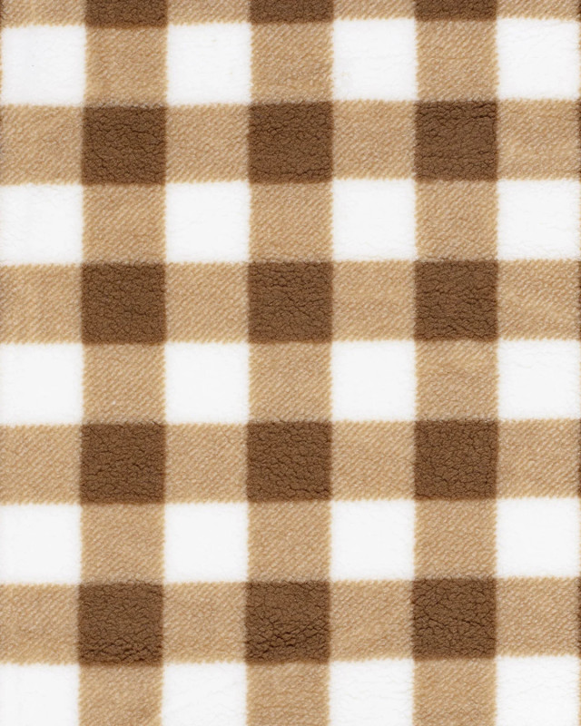 Tissu Sherpa Mouton à Carreaux Marron - Mercerine
