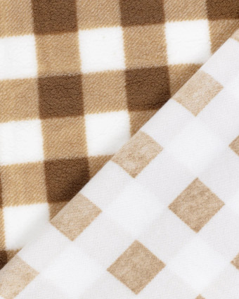 Tissu Sherpa Mouton à Carreaux Marron - Mercerine