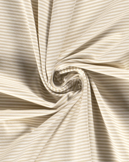 Jersey Fines Rayures Beige - Mercerine
