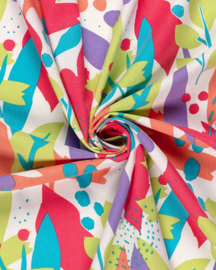 Viscose Lin Motif Abstrait Multicolore - Mercerine