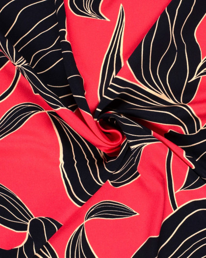 Tissu Viscose Rubis Grand Motif Floral  - Mercerine