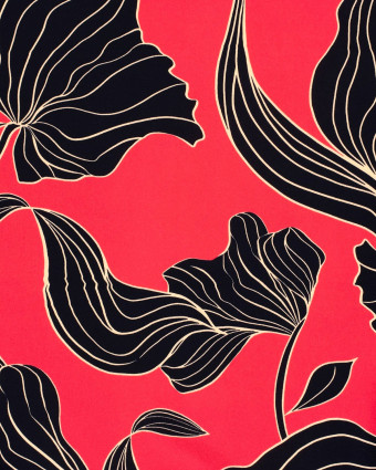 Tissu Viscose Rubis Grand Motif Floral  - Mercerine