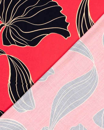 Tissu Viscose Rubis Grand Motif Floral  - Mercerine
