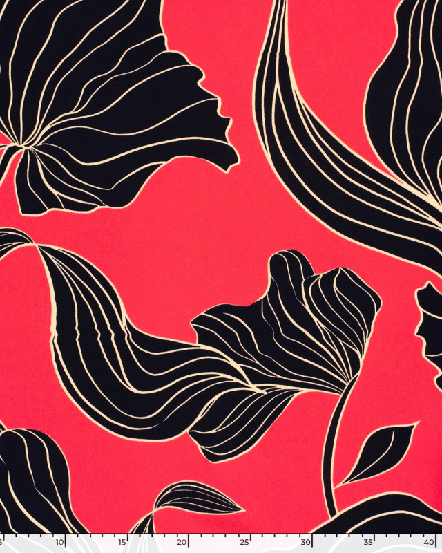 Tissu Viscose Rubis Grand Motif Floral  - Mercerine