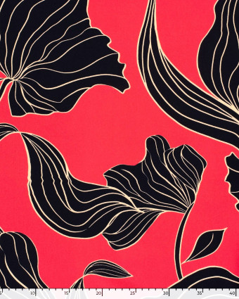 Tissu Viscose Rubis Grand Motif Floral  - Mercerine