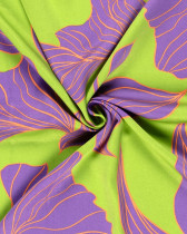 Viscose Vert Anis Grand Motif Floral Violet