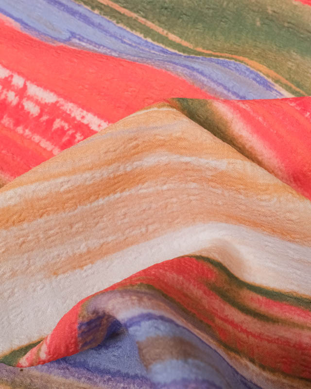 Tissu Léger Stretch Texturé Tie And Dye Multicolore - Mercerine