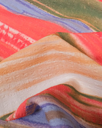 Tissu Léger Stretch Texturé Tie And Dye Multicolore - Mercerine