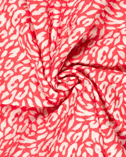 Tissu Matelassé Rouge Vif Motif Léopard - Mercerine