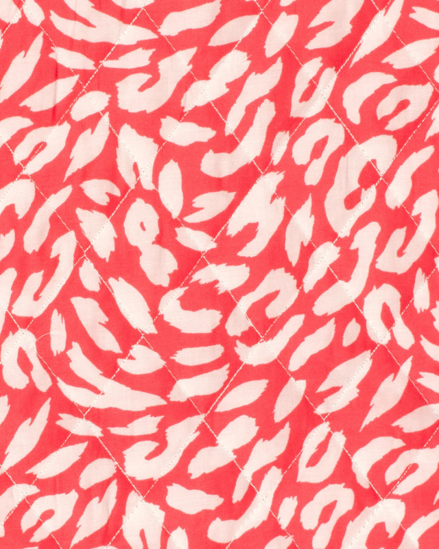 Tissu Matelassé Rouge Vif Motif Léopard - Mercerine