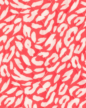 Tissu Matelassé Rouge Vif Motif Léopard - Mercerine