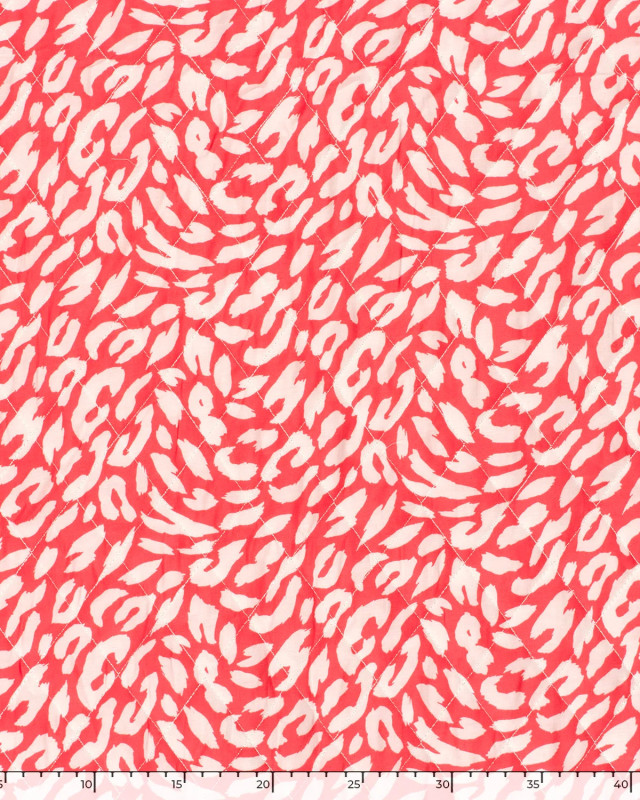 Tissu Matelassé Rouge Vif Motif Léopard - Mercerine