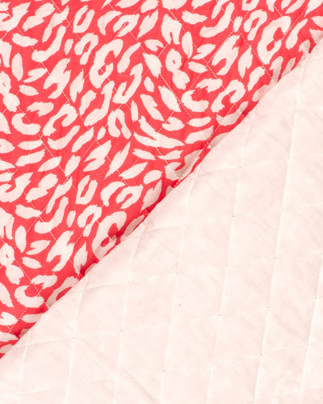 Tissu Matelassé Rouge Vif Motif Léopard - Mercerine