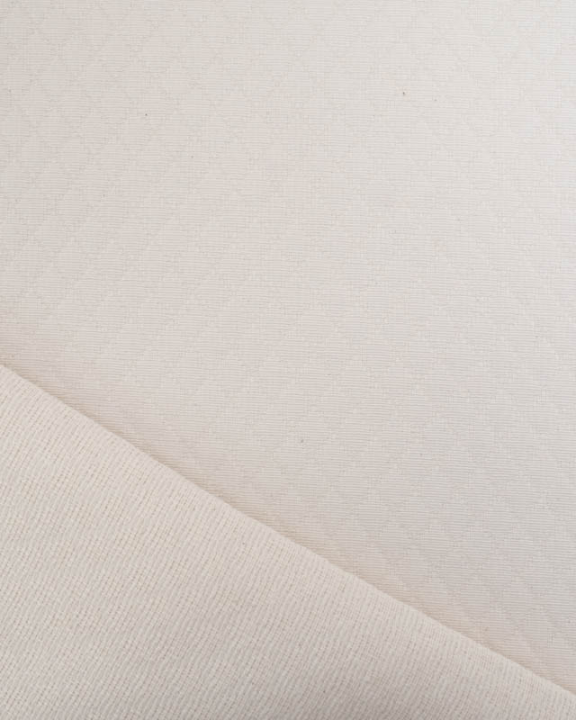 Tissu Jacquard Tissé En France Effet Matelassé Ecru - Mercerine