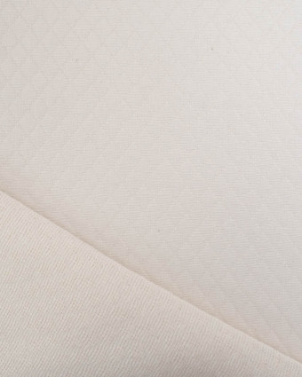 Tissu Jacquard Tissé En France Effet Matelassé Ecru - Mercerine