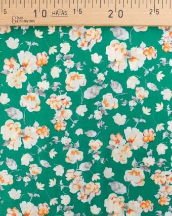 Viscose  Vert Gazon Motif Fleuri - Mercerine