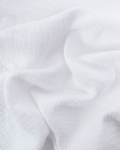 Tissu Triple Gaze de Coton Blanc - Mercerine