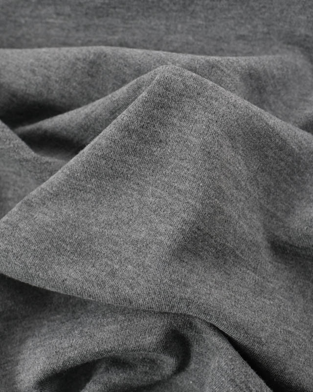 Tissu Jersey Interlock Gris Foncé Chiné - Mercerine