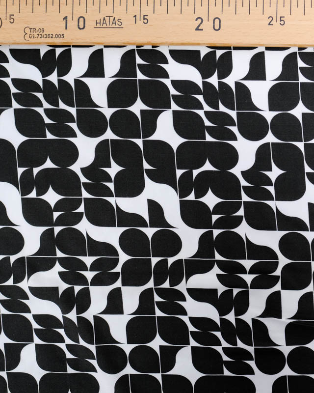 Viscose Sanforisée Motif Seventies Noir et Blanc - Mercerine