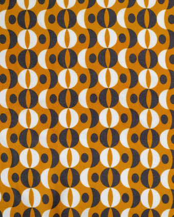 Viscose Sanforisée Ocre Motif Sixties  - Mercerine