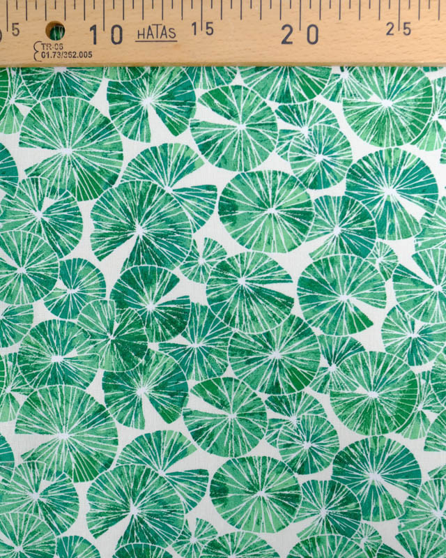 Cretonne de Coton Motif Nénuphar Vert Gazon - Mercerine