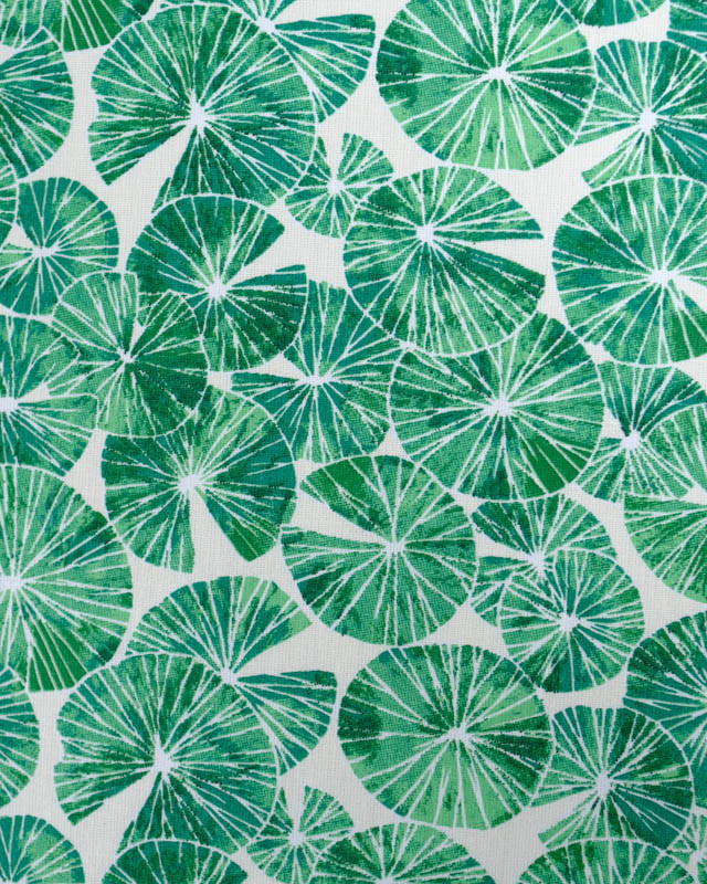 Cretonne de Coton Motif Nénuphar Vert Gazon - Mercerine