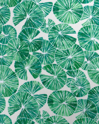 Cretonne de Coton Motif Nénuphar Vert Gazon - Mercerine