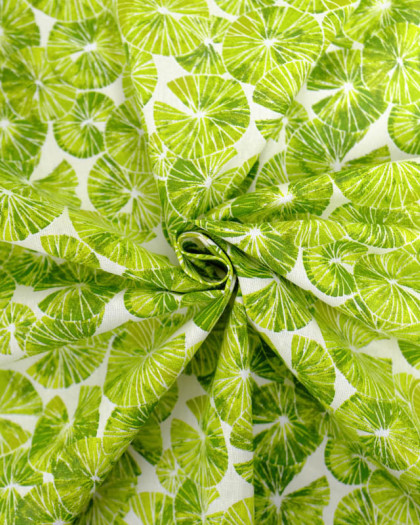 Cretonne de Coton Motif Nénuphar Vert Pomme - Mercerine