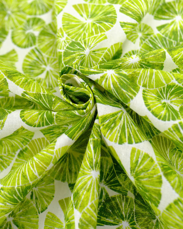 Cretonne de Coton Motif Nénuphar Vert Pomme - Mercerine