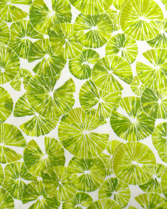 Cretonne de Coton Motif Nénuphar Vert Pomme - Mercerine