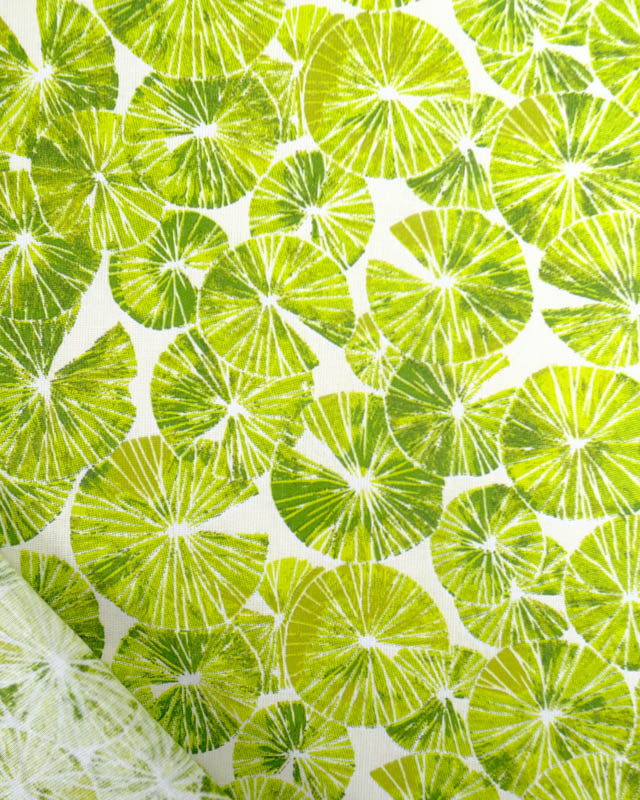 Cretonne de Coton Motif Nénuphar Vert Pomme - Mercerine