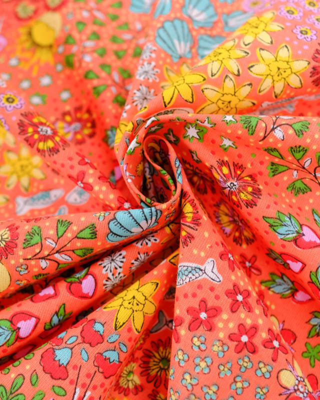Cretonne de Coton Summer Vibes Corail - Mercerine